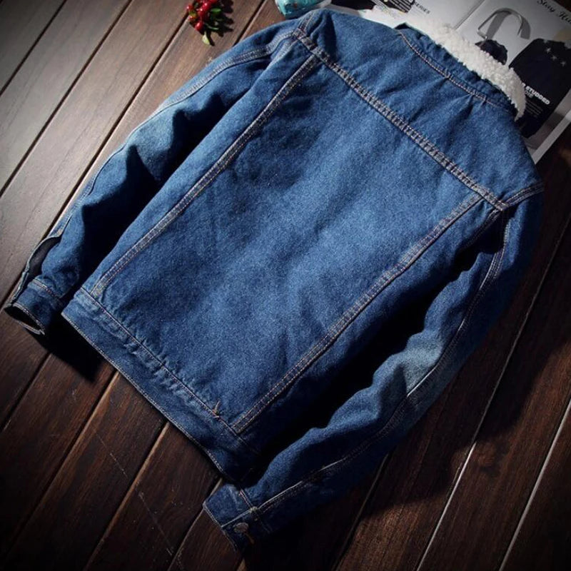 Winter Men Denim Jacket Trendy Warm Wool Liner Coat Men Thicker Outwear Jean Jackets Men Cowboy Casual Outfits Plus Size 5XL 6XL