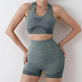 Women Seamless Yoga Set With Gym Shorts Sport Bras Brassiere Workout Tops And Fitness Leggings Clothing For Athletic Training