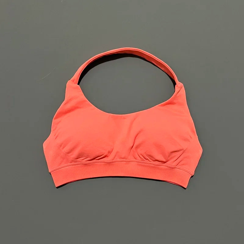 HISTELLO Impact Sports Bra Women Halter Backless Slim Fit Padded Bust Shaping Soft Elastic Daily Sport Yoga Gym Workout Tops