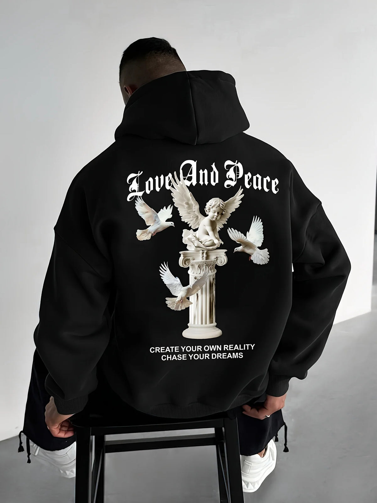 2025 New Trendy Long Sleeve Men's Angel Printed Casual Street Hoodie Autumn/Winter Clothing