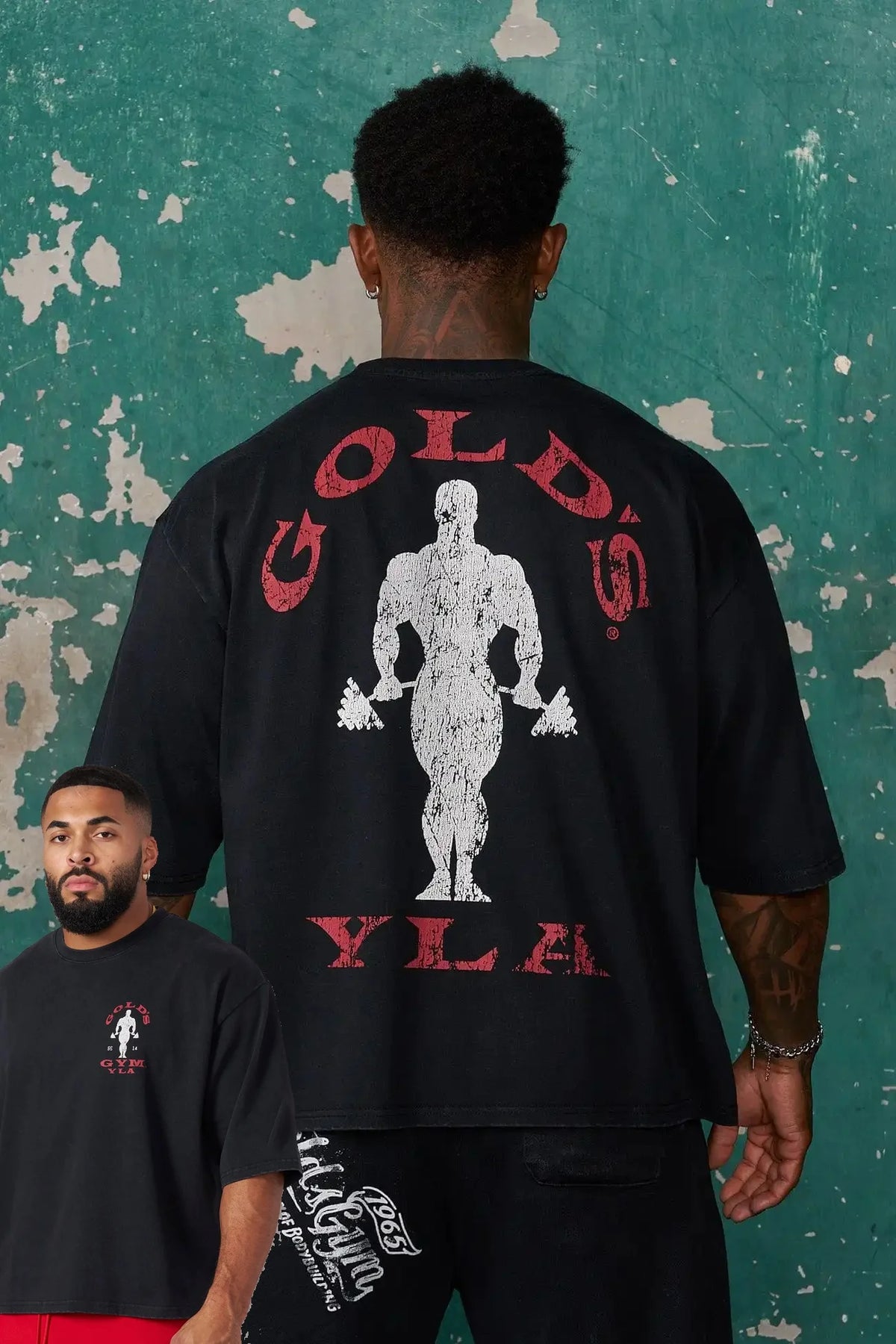 Golds Gym New Cotton Tees Mens Printed T-shirt - Suitable for Daily Workouts Fitness Cotton Slim Short Sleeve Large-sized Tee
