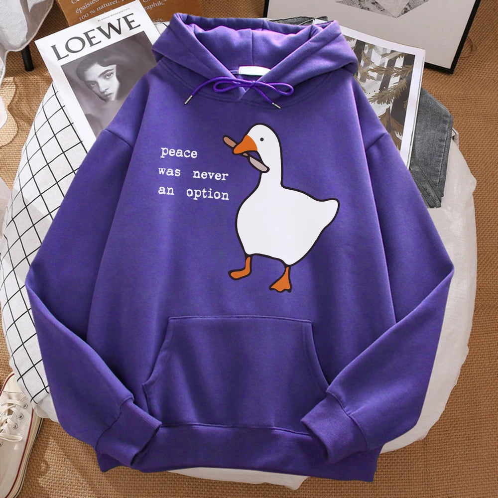 Peace Was Never An Option Printed Hoosie Men Street Oversize Autumn Hooded Hipster Soft Hoodies Hip Hop Warm Sportswears