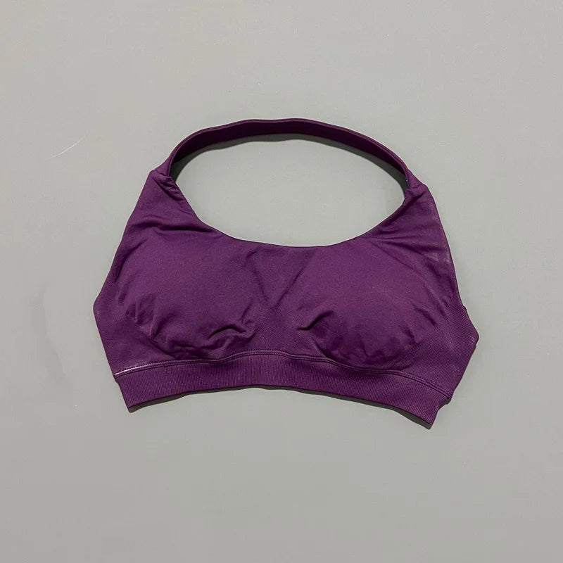 HISTELLO Impact Sports Bra Women Halter Backless Slim Fit Padded Bust Shaping Soft Elastic Daily Sport Yoga Gym Workout Tops