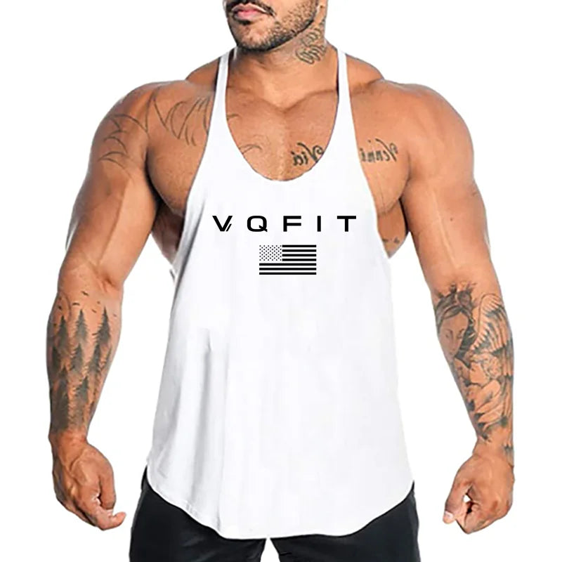 Mens Y Back Running Vests Cotton Gym Stringer Tank Tops Bodybuilding Sleeveless Singlets Muscle Fitness Clothing
