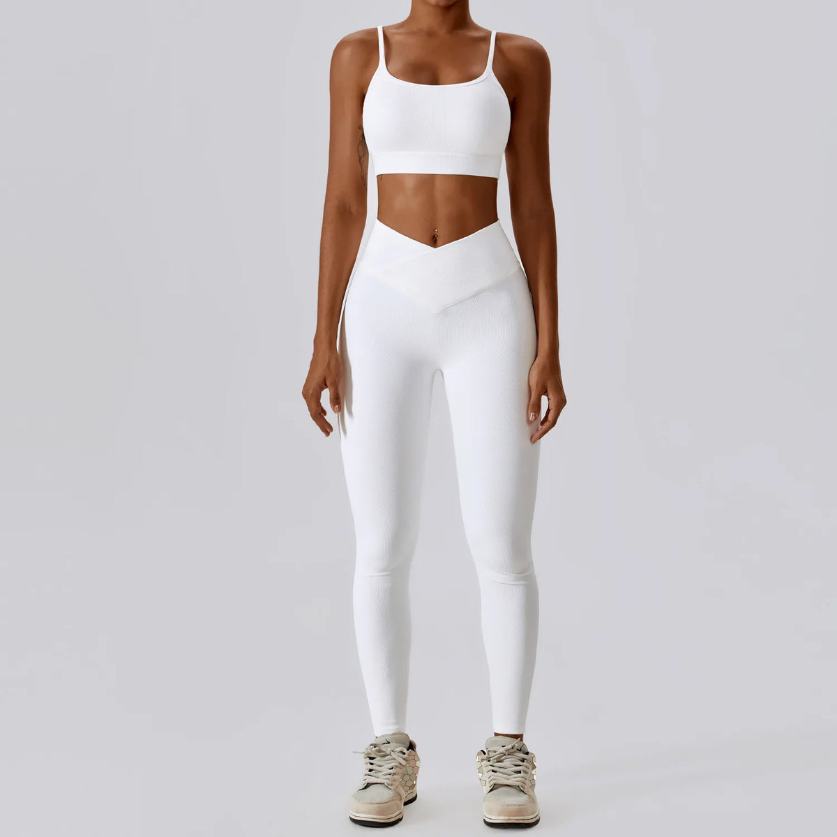 2PCS Seamless Yoga Set Gym Clothes Sportswear Yoga Suits For Women Fitness Rib Tracksuits Sports Bra Gym Leggings Sports Suits