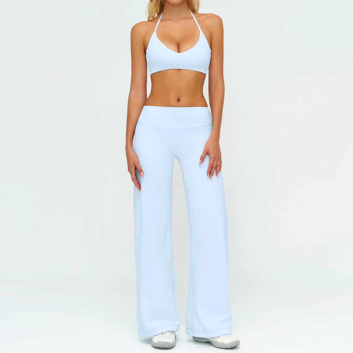 Women's Fitness Set Gym Tracksuit Breathable Sports Bra Flared Trousers Suit Workout Clothing Sportswear Female Athletic Wear