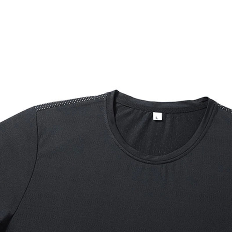 Men's Gym Muscle-Showing Fitness Short Sleeves Outdoor Running Training Thin Mesh Sports T-Shirt Men Summer Ice Silk T-Shirt