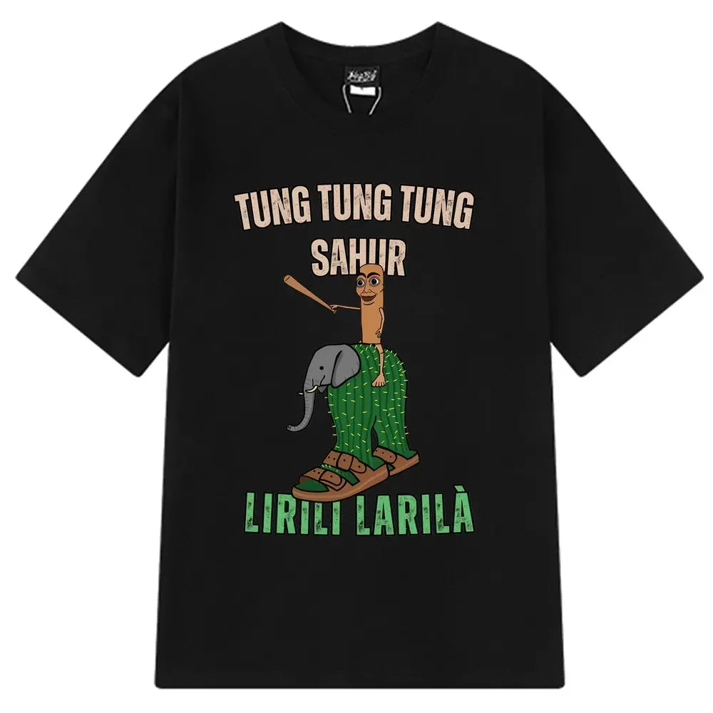 Italian Brainrot Tralalero Tralala Tung Sahur Bombardiro Crocodilo Fun Meme T-shirt Women's Fashion Loose T-shirt