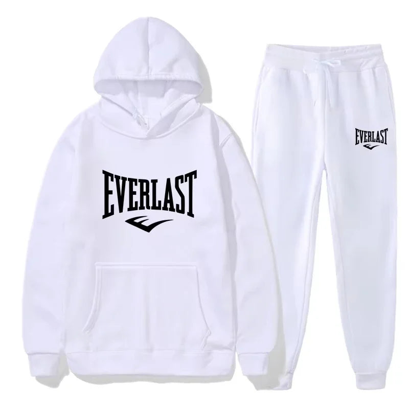 Men's EVERLAST Sportswear Fitness Gym Clothing Running Set Sportswear Straps Autumn_Winter Hoodie Set New Style Clothes for Men