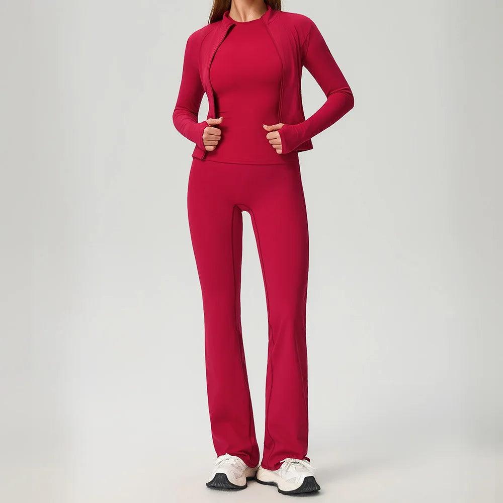 Yoga Set 2/3PCS Women Outfits Sportswear Workout Clothes Athletic Wear Gym Legging Fitness Bra Crop Top Long Sleeve Sports Suits
