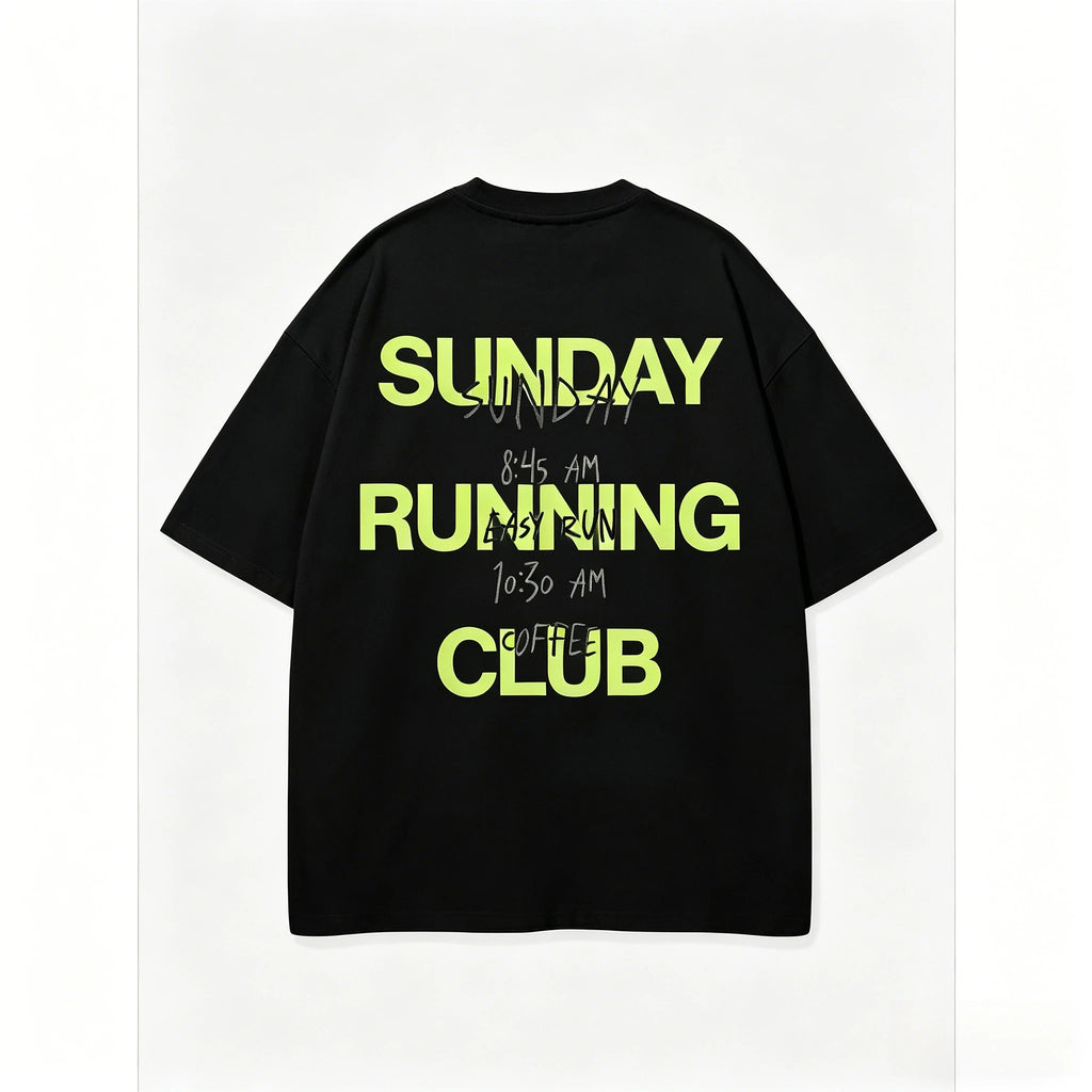 Sunday Running Club T-Shirt Unisex Easy Run Coffee Schedule Graphic Tee Streetwear Oversized Short Sleeve Casual Top