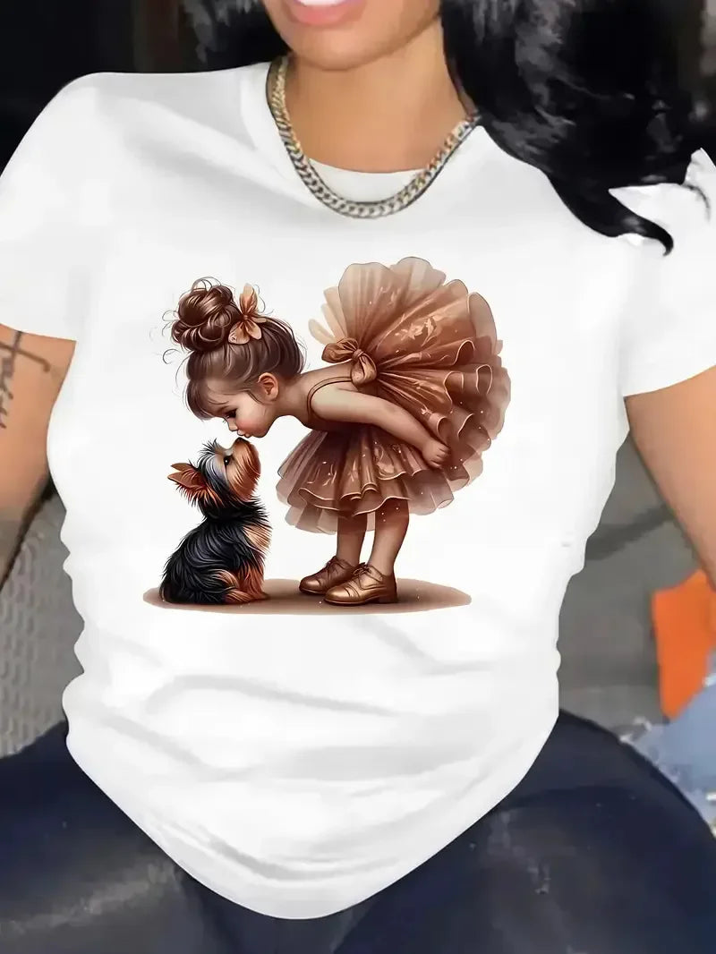 The New Hot Selling Fashion Casual Naughty Girl Printed Women's Short-sleeved Top Women Clothes  Graphic T Shirts Polyester