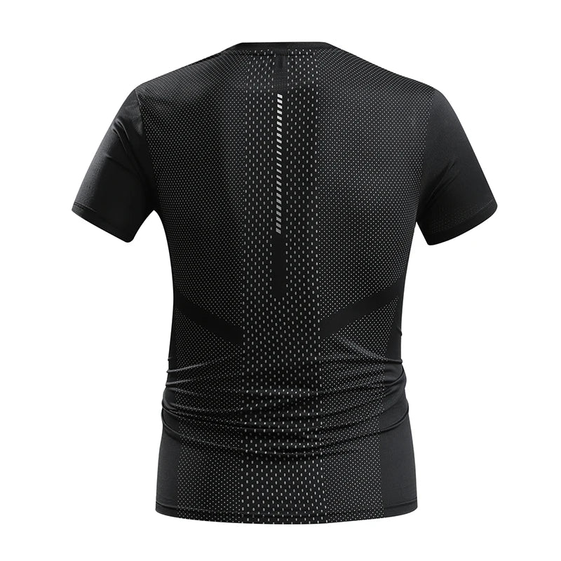 Men's Gym Muscle-Showing Fitness Short Sleeves Outdoor Running Training Thin Mesh Sports T-Shirt Men Summer Ice Silk T-Shirt