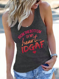 2026 Women's Summer New Casual Slogan Printed Solid Color Tank Top, Suitable for Daily Travel, Comfortable to Wear
