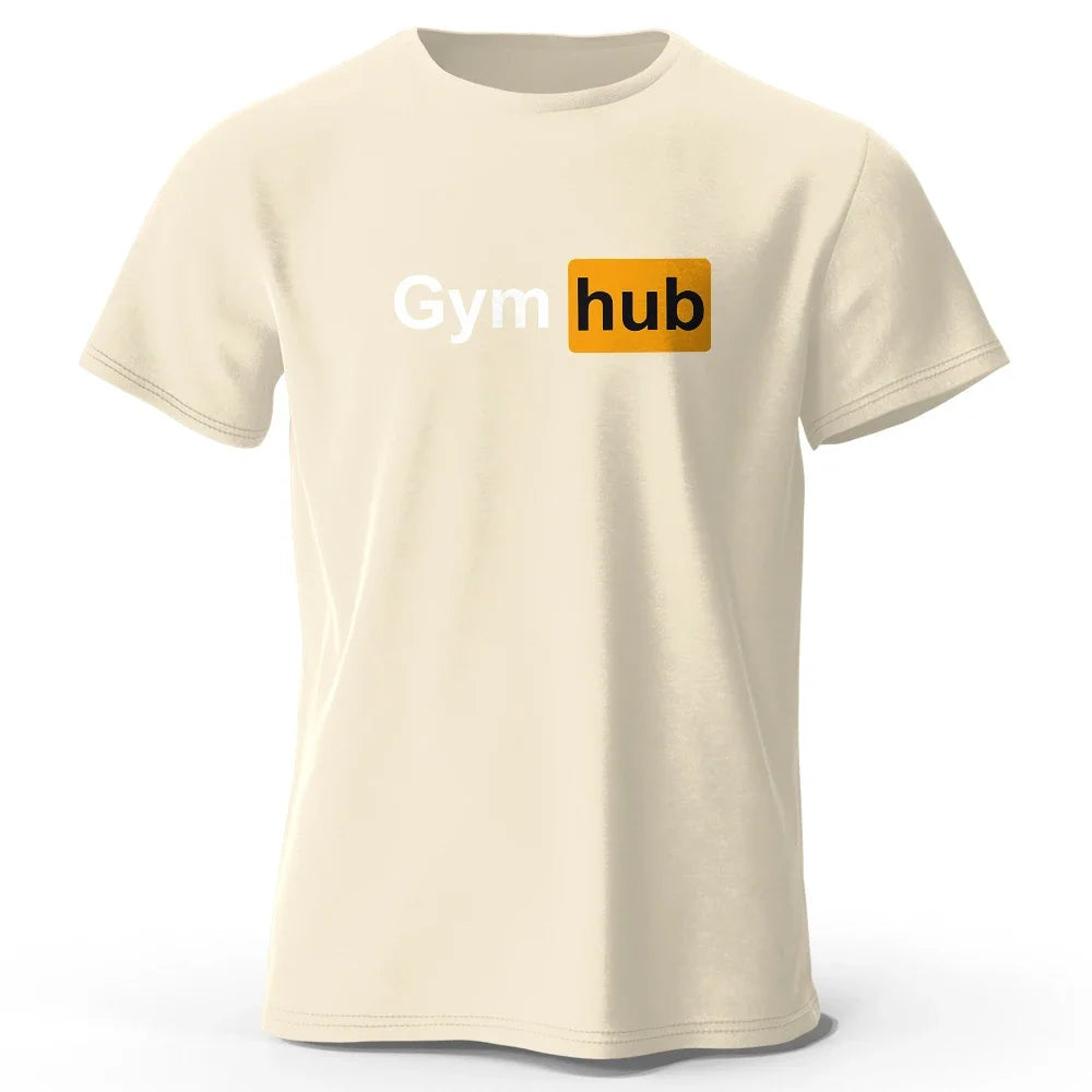 Gym Hub Printed Men's T-Shirt 100% Cotton Oversized Funny Graphic Tees for Men Summer Tops