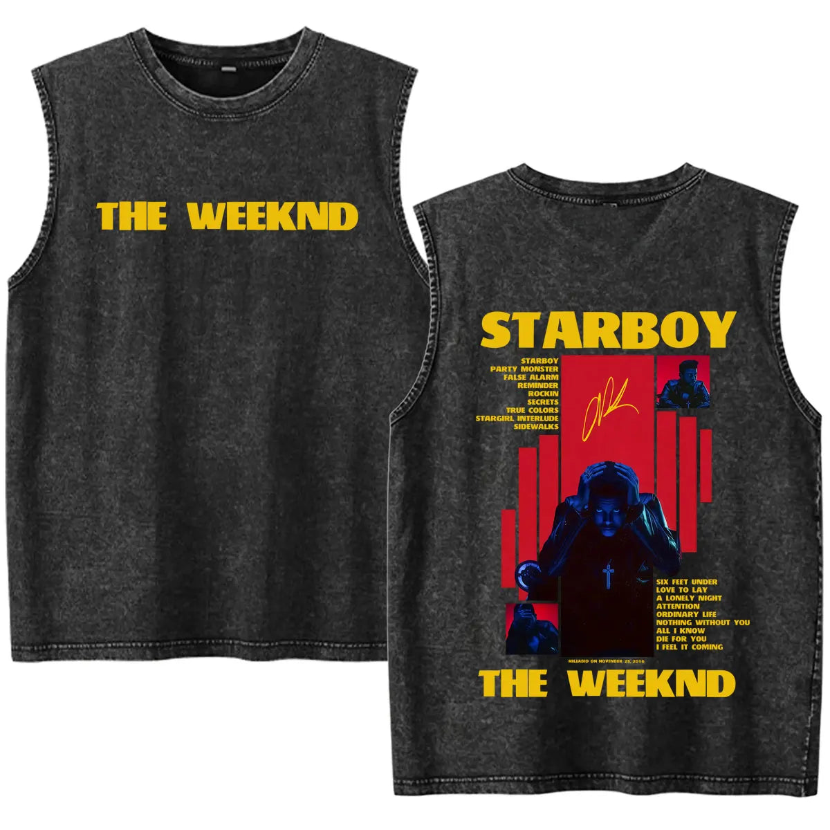 Rapper The Weeknd 2026 After Hours Til Dawn with Playboi Carti Tour Vintage Washed Tank Top Men Summer Oversized Fans Music Vest