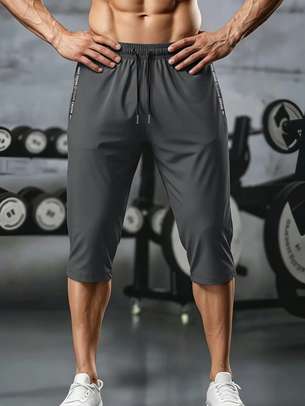 Gym Shorts Men Summer Quick Dry Training Shorts Fitness Lightweight Athletic Sweatpants Workout Bottoms Running Wear 7/8 Pants