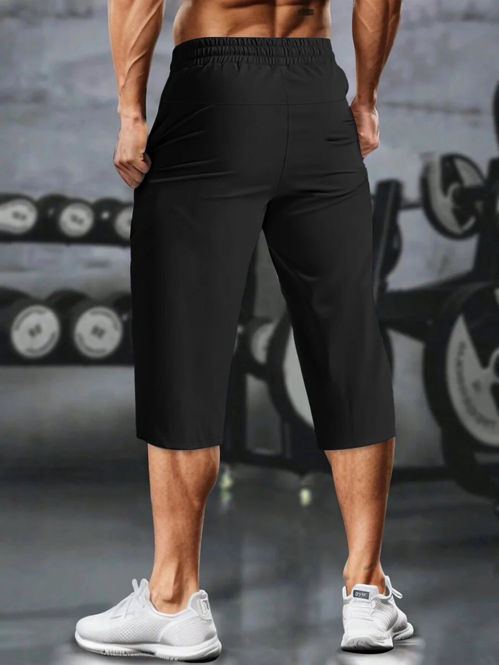 Gym Shorts Men Summer Quick Dry Training Shorts Fitness Lightweight Athletic Sweatpants Workout Bottoms Running Wear 7/8 Pants
