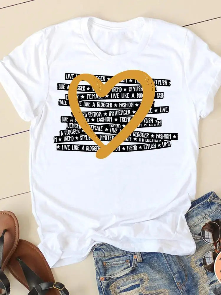 Casual Women's Fashion Women's Short Sleeve Summer Cartoon Fashion Clothing Harajuku  Tops  Graphic T Shirts Aesthetic Polyester