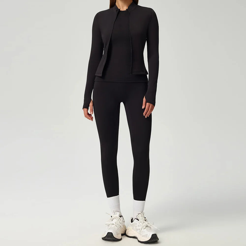 Yoga Set 2/3PCS Women Outfits Sportswear Workout Clothes Athletic Wear Gym Legging Fitness Bra Crop Top Long Sleeve Sports Suits