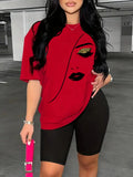 Women's Crew Neck Short Sleeve T-shirt Sports Shirt Casual Top with Medium Stretch Polyester Fabric
