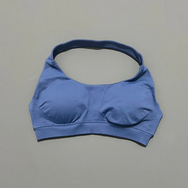 HISTELLO Impact Sports Bra Women Halter Backless Slim Fit Padded Bust Shaping Soft Elastic Daily Sport Yoga Gym Workout Tops
