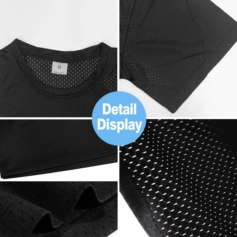 Mens Running T Shirt  Dropped Shoulders Mesh Quick Dry Crew Neck Loose Oversized Fit Breathable Moisture Wicking Gym Workout Tee