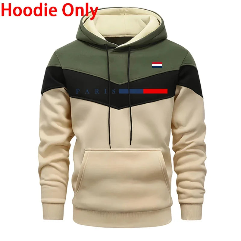 2026 Hot Sale Men's Set Hooded Sweatshirt and Jogger Pants Urban Casual Fashion Hoodie Sportswear Paris Printed Pullover Outfits