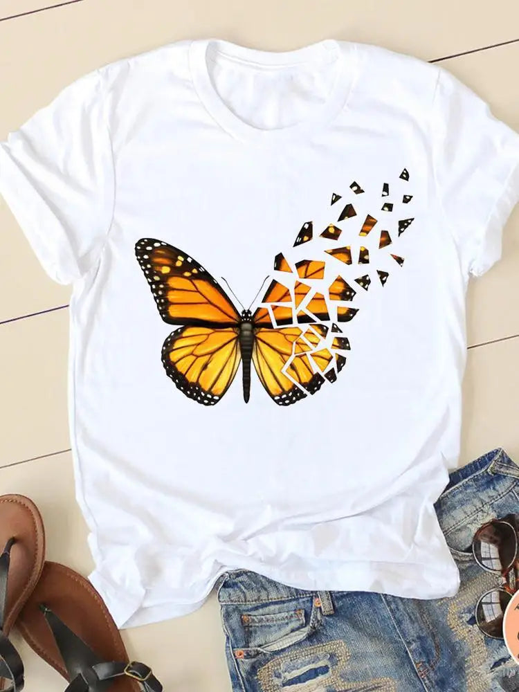 Casual Women's Fashion Women's Short Sleeve Summer Cartoon Fashion Clothing Harajuku  Tops  Graphic T Shirts Aesthetic Polyester