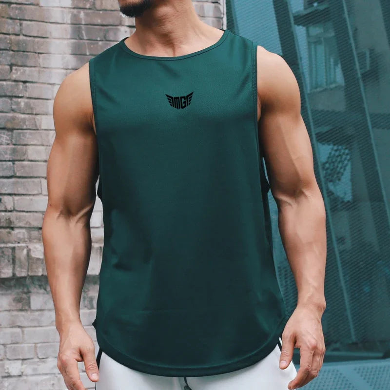 Mens Gym Clothing Fitness Bodybuilding Mesh Tank Tops Stringer Singlet Vest Clothes Sleeveless Shirts Muscle Summer Undershirt