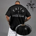 Faith Over Fear Pattern T-shirt for Man High Grade Pure Cotton Short Sleeve Top Summer Male Daily Casual Fashion Breathable Tees