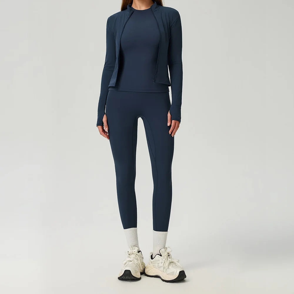 Yoga Set 2/3PCS Women Outfits Sportswear Workout Clothes Athletic Wear Gym Legging Fitness Bra Crop Top Long Sleeve Sports Suits