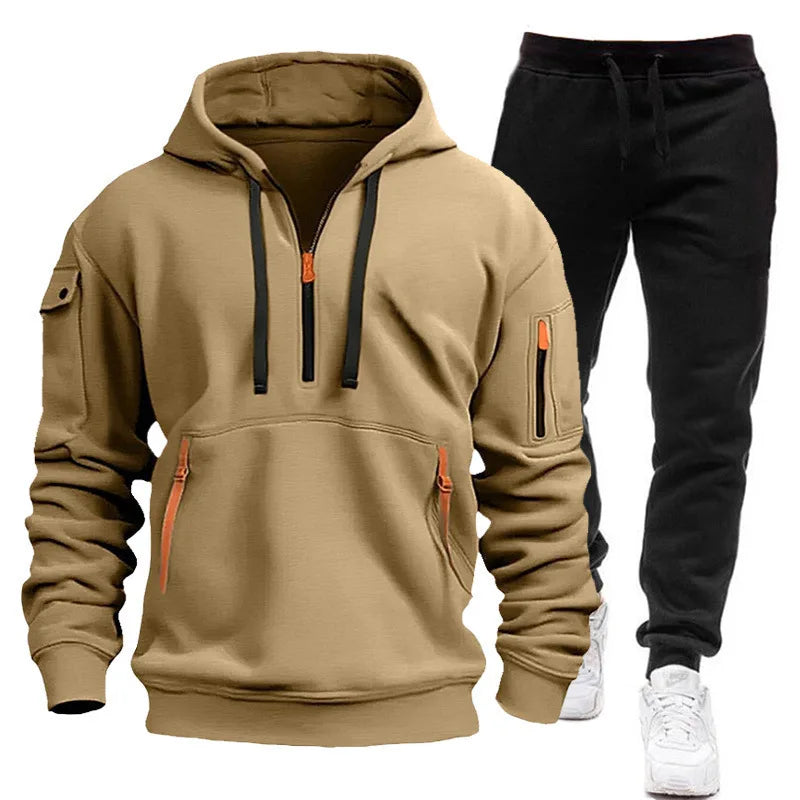 Sweatshirt Set for Autumn and Winter Outdoor Sports and Fitness Trend Hooded Sweatshirt Casual Pants Set