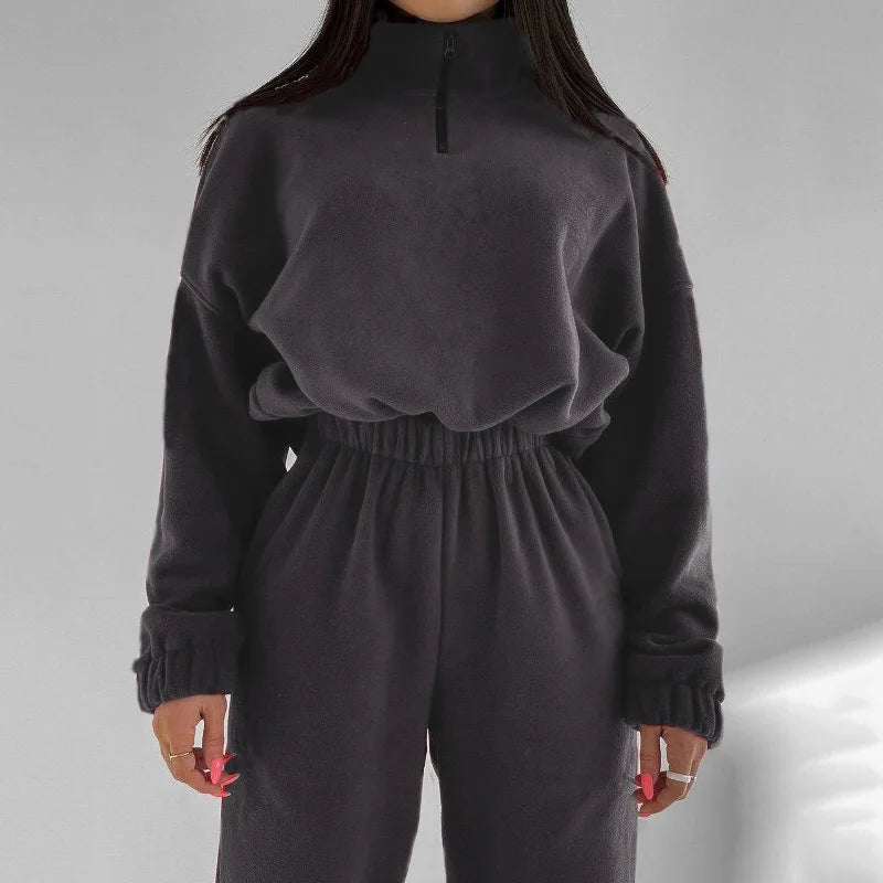 2Pcs/Set Women Sportswear Suit Casual Trousers Solid Color Hooded Sweatshirt And Pant Tracksuit Sport Suit Pullover Sweatshirt