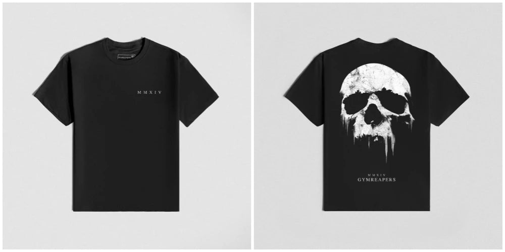 Muscle Fitness Men's T-shirt Summer Athleisure Workout Short Sleeve Skull Graphic Tees Cotton Gym Reapers Sports Shirts Tops