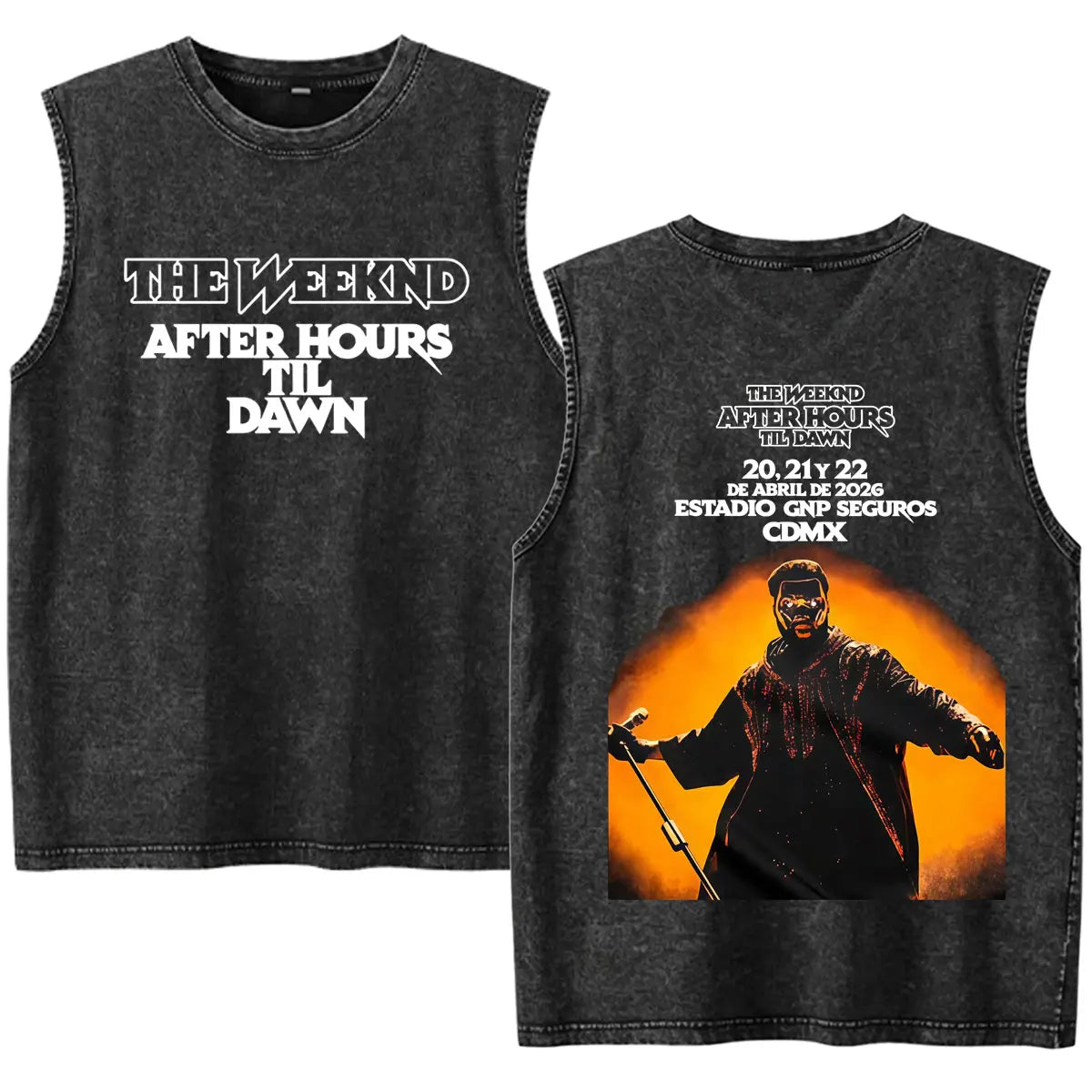 Rapper The Weeknd 2026 After Hours Til Dawn with Playboi Carti Tour Vintage Washed Tank Top Men Summer Oversized Fans Music Vest