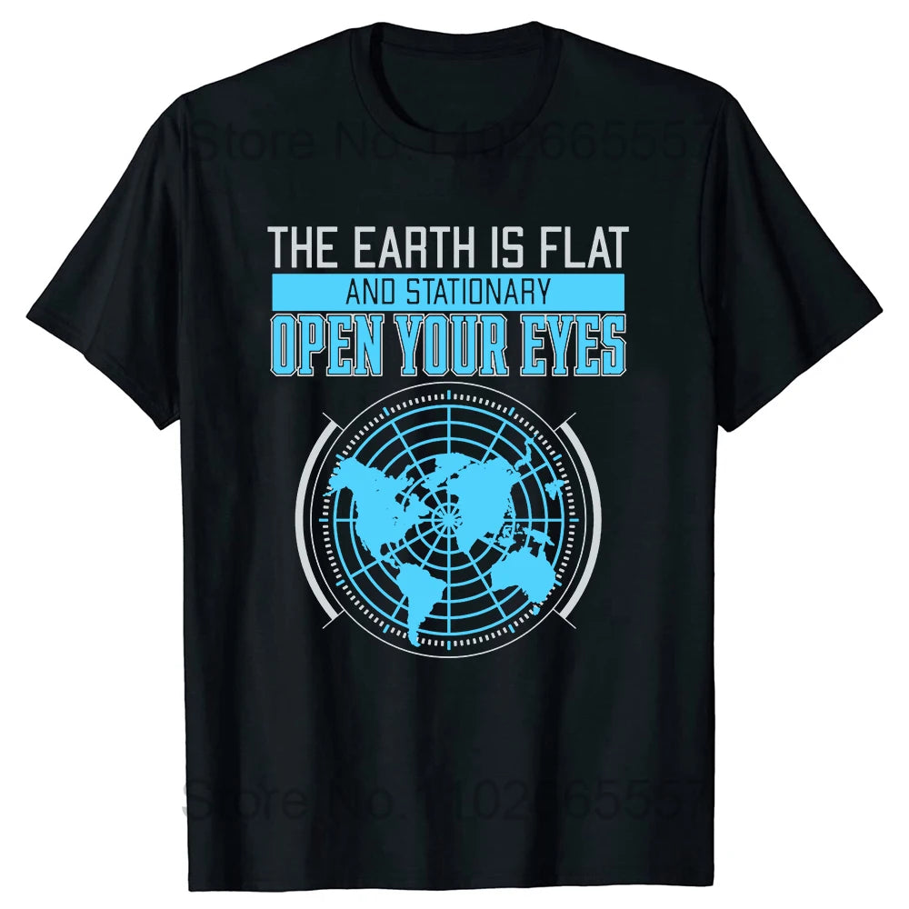 Fun "Flat Earth Association" T-shirt with Turtle and Elephant Print Street Style Round Neck Harajuku Short-sleeved for Women Y2K