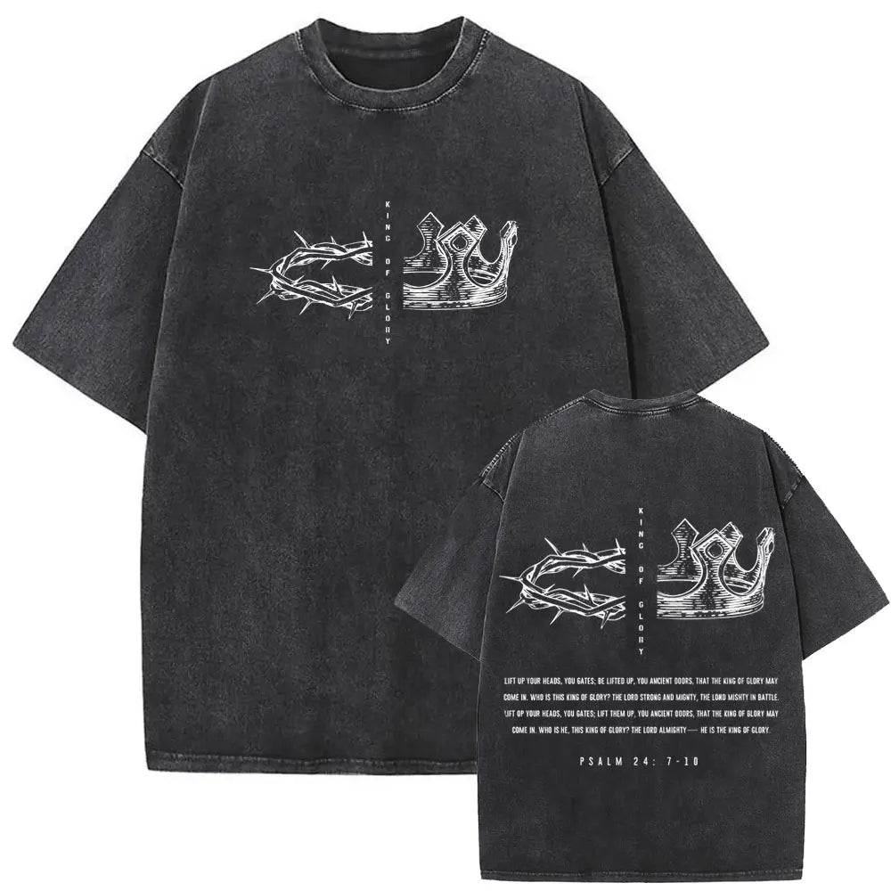 Christian Religious Jesus Forgive Them Father Vintage Washed T-shirt  Men Women Gothic Rock Oversized T Shirts Tops Streetwear
