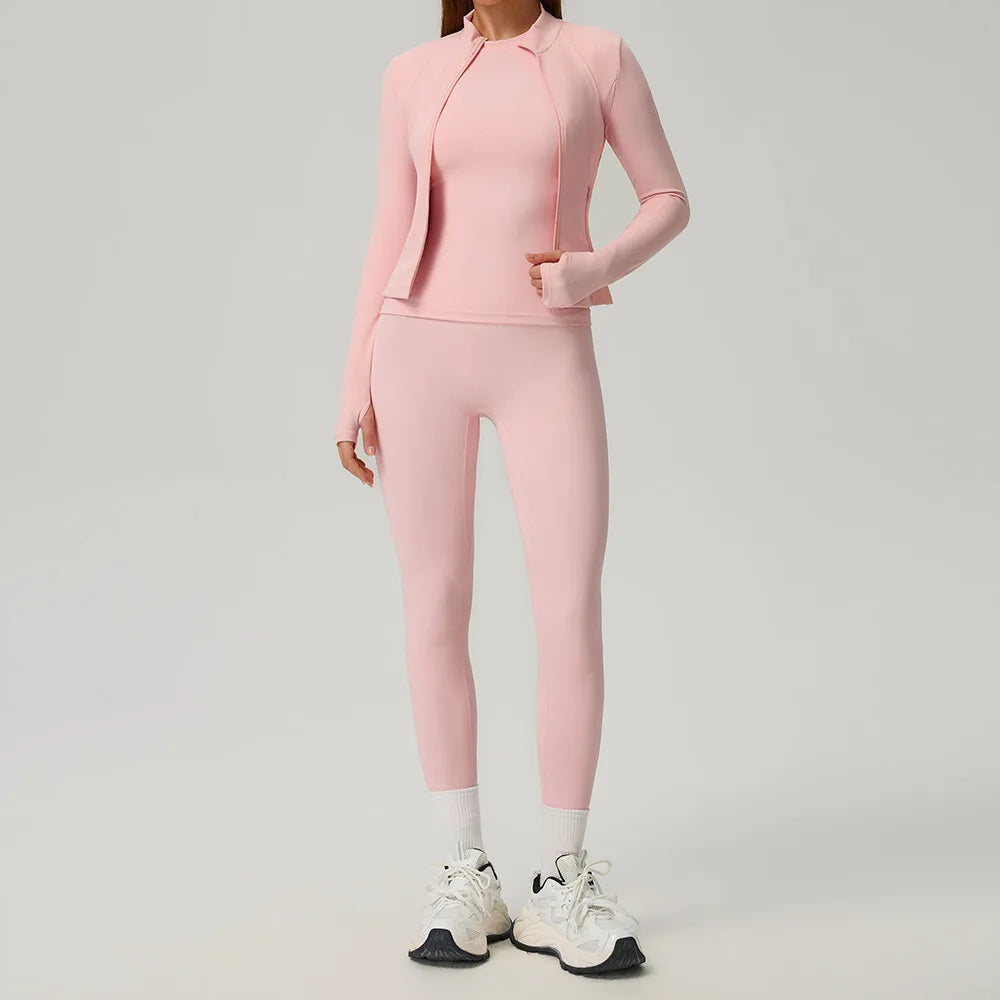 Yoga Set 2/3PCS Women Outfits Sportswear Workout Clothes Athletic Wear Gym Legging Fitness Bra Crop Top Long Sleeve Sports Suits