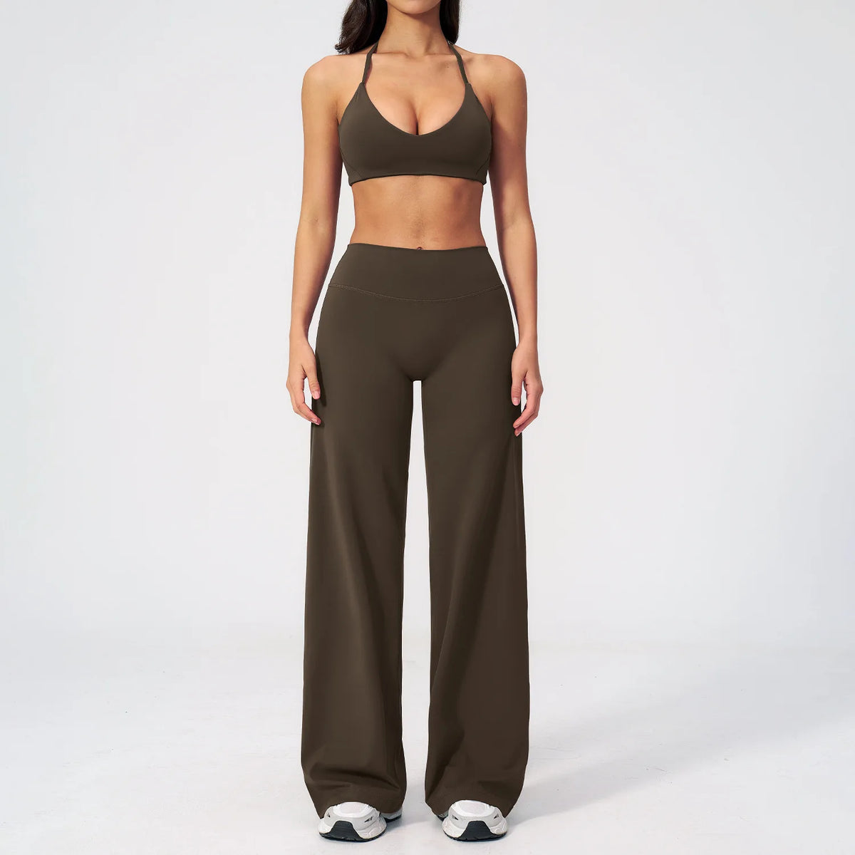 Women's Fitness Set Gym Tracksuit Breathable Sports Bra Flared Trousers Suit Workout Clothing Sportswear Female Athletic Wear