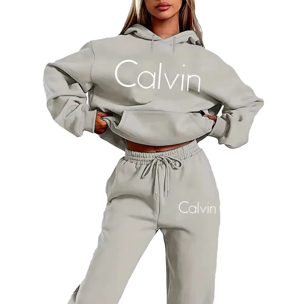 Men Women Printed Hoodie 2‑Piece Tracksuit, Casual Long‑Sleeve Sweatshirt‑Pants Streetwear Outfit