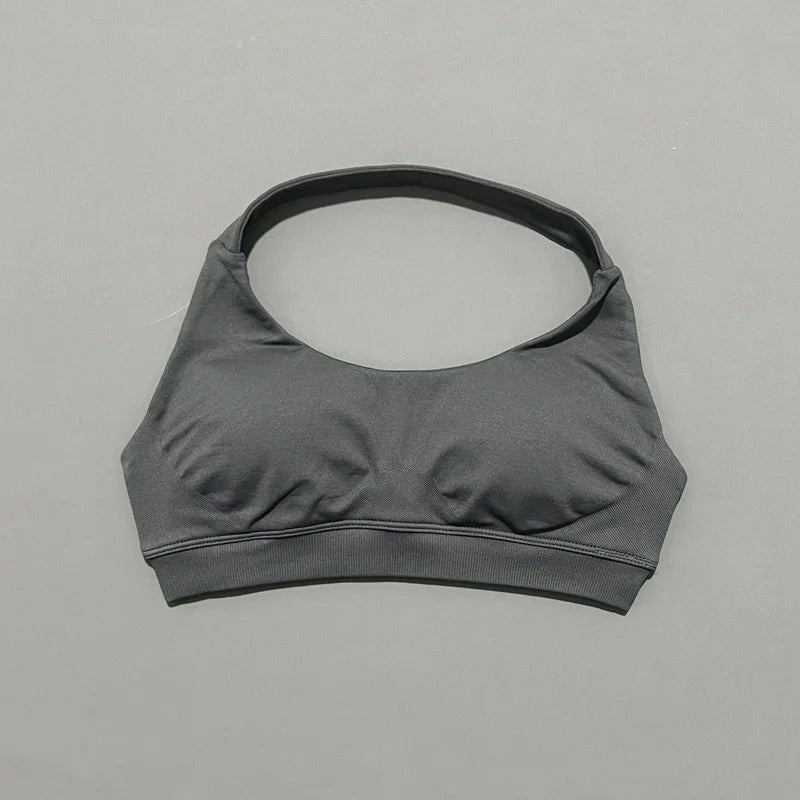 HISTELLO Impact Sports Bra Women Halter Backless Slim Fit Padded Bust Shaping Soft Elastic Daily Sport Yoga Gym Workout Tops