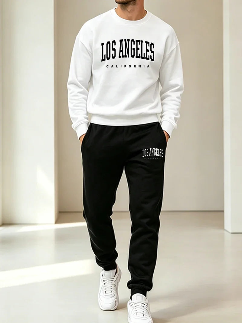 New Men's Tracksuit Casual O Neck Sweatshirt Sweatpants Set Outdoors Sports Jogging Man Clothing Single Mix and Match Tops Pants