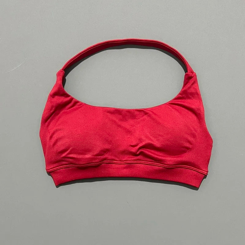HISTELLO Impact Sports Bra Women Halter Backless Slim Fit Padded Bust Shaping Soft Elastic Daily Sport Yoga Gym Workout Tops