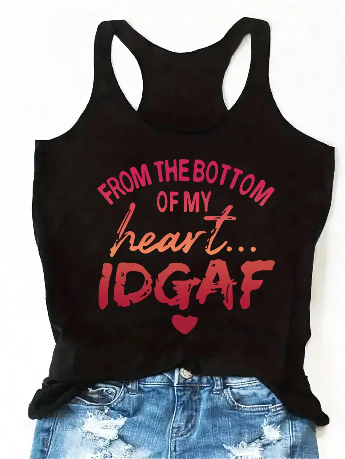 2026 Women's Summer New Casual Slogan Printed Solid Color Tank Top, Suitable for Daily Travel, Comfortable to Wear