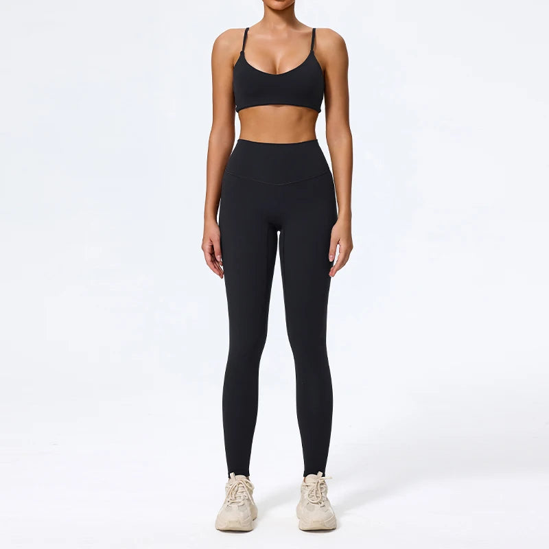 Ctenkevet Summer Women 2Pcs Sleeveless Sports Set Female Gym Two-Piece Yoga Set High Waist Breathable Legging Sportswear Women