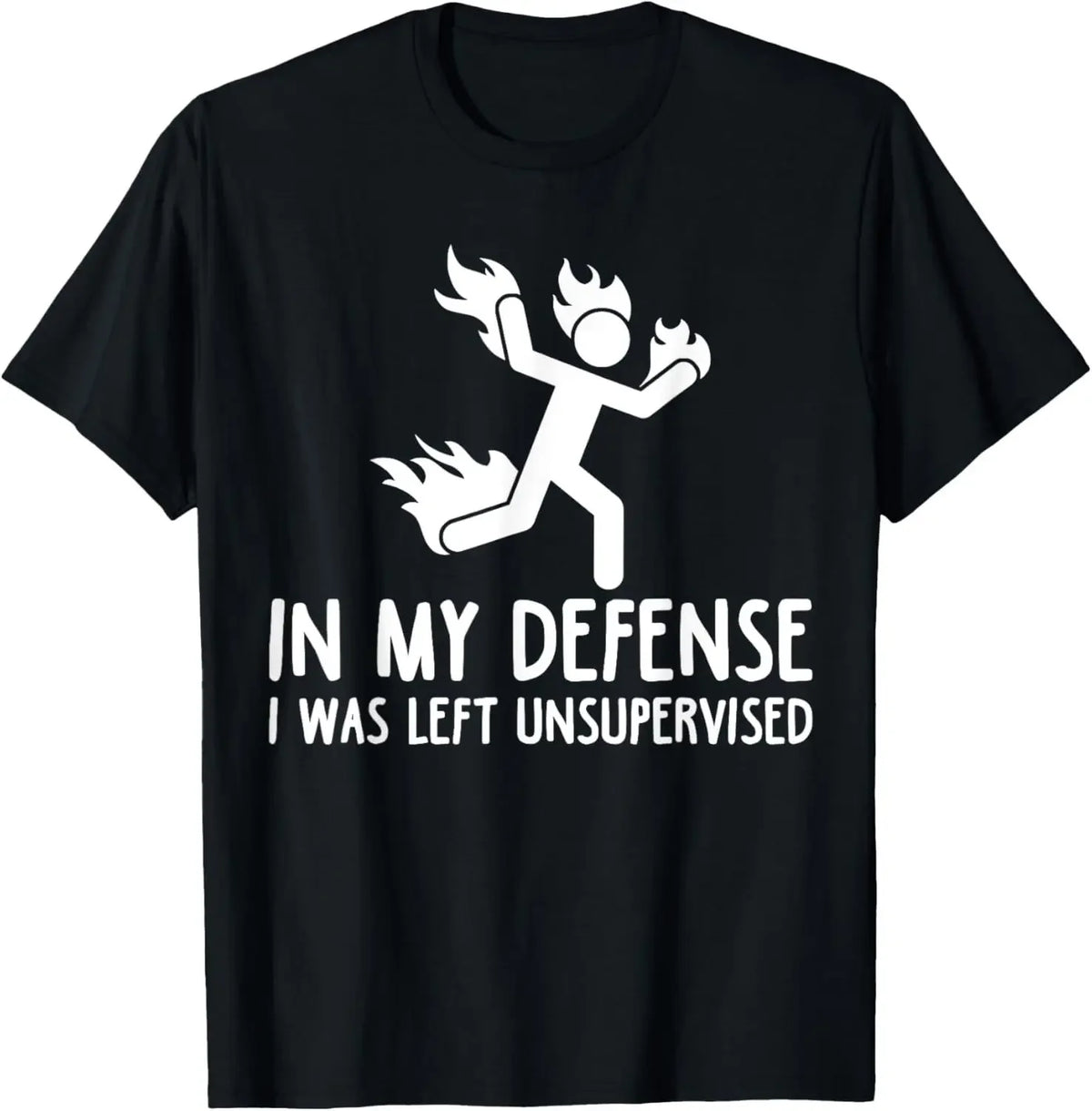 In My Defense I Was Left Unsupervised | Funny Retro Vintage T-Shirt  Men Clothing Tops Streetwear Camisetas