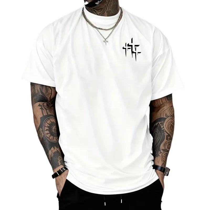 Faith Over Fear Pattern T-shirt for Man High Grade Pure Cotton Short Sleeve Top Summer Male Daily Casual Fashion Breathable Tees