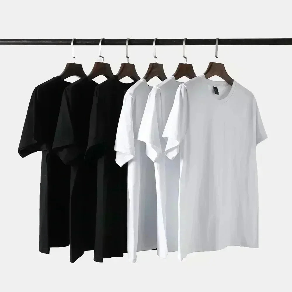 2026 Men Casual Round Neck Short Sleeve Pure Cotton T-Shirt Summer Vacation Top Funny Graphic Tees Y2K Street Wear