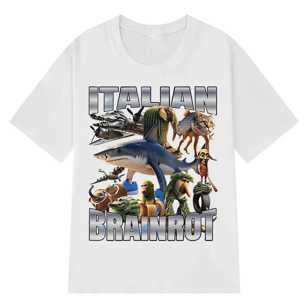 Italian Brainrot Tralalero Tralala Tung Sahur Bombardiro Crocodilo Fun Meme T-shirt Women's Fashion Loose T-shirt